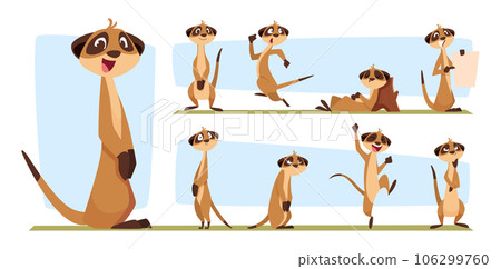 Meerkats. Wild animals standing african meerkats exact vector cartoon set isolated 106299760