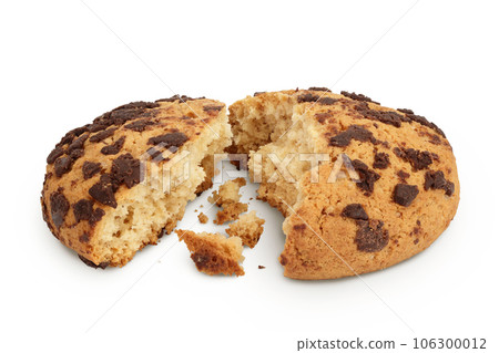 oatmeal chocolate chip cookie isolated on white background oatmeal chocolate chip cookie isolated on white background 106300012