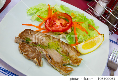 Tuna fillet platter with vegetable salad 106300063