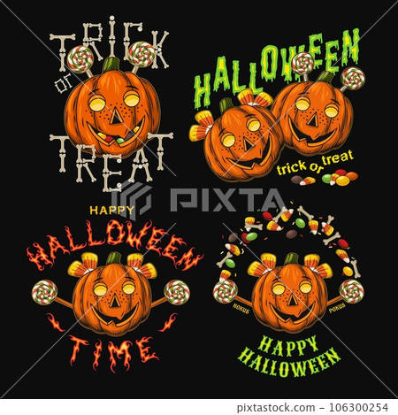 Set of labels with pumpkins like happy little kids Set of labels with pumpkins like happy little kids 106300254