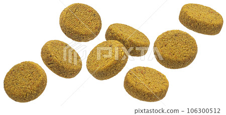 Vegetarian burgers, healthy vegetable cutlets isolated on white background 106300512