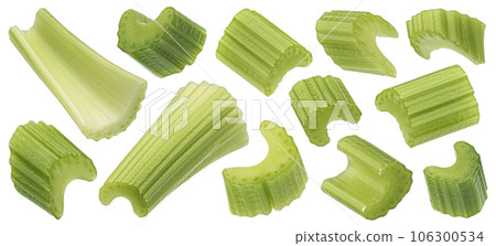 Chopped celery isolated on white background with clipping path 106300534