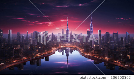 Background of the future. 2024 year. of Technology, city, development. Panoramic view of the city 106300592