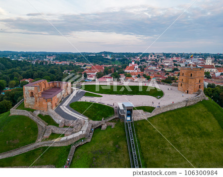 Aerial view of Gedimin Tower and old town 106300984