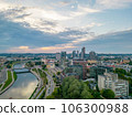 Aerial view of old town and downtown of Vilnius at sunset 106300988