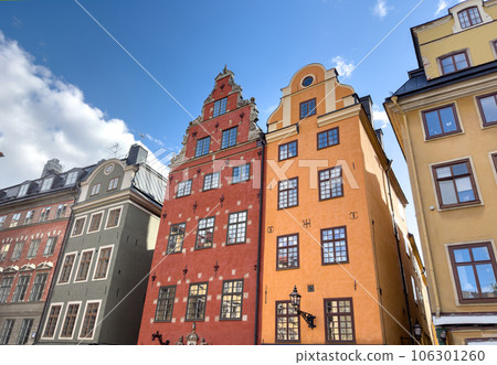 Cityscape with beautiful bright houses in Stockholm, Sweden. 106301260