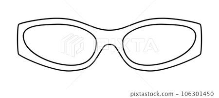Catty Racer frame glasses fashion accessory illustration. Sunglass front view for Men, women, unisex silhouette style Catty Racer frame glasses fashion accessory illustration. Sunglass front view for Men, women, unisex silhouette style 106301450