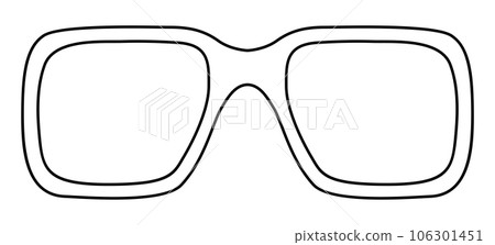 Angular frame glasses fashion accessory illustration. Sunglass front view for Men, women, unisex silhouette style, flat 106301451