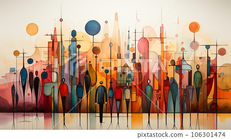 Proverb: A Cubist Expression of "Ten People, Ten Colors" 106301474