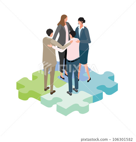 Isometric_聚集在一起的業務團隊的插圖 106301582