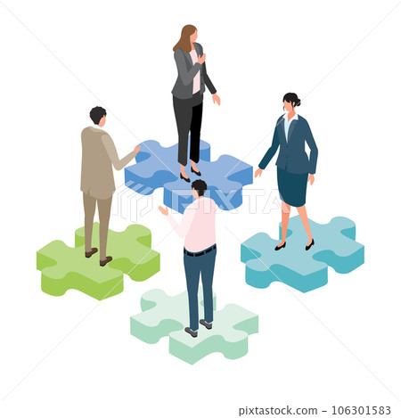 雜亂無章的業務團隊的等距插圖 雜亂無章的業務團隊的等距插圖 106301583