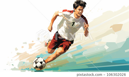 足球運動員運球 106302026