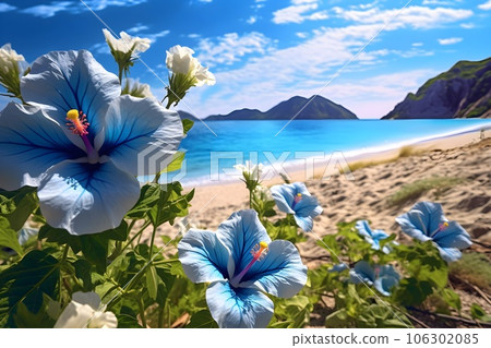 翠綠的大海和芙蓉 AI 生成的圖像 106302085