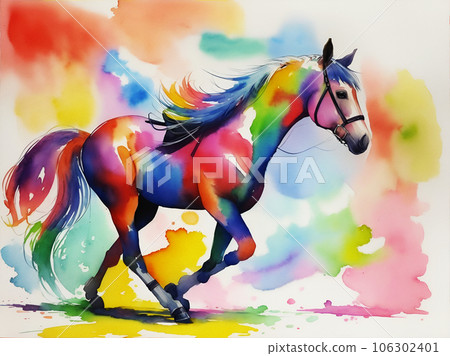 水彩馬“AI生成圖像” 106302401