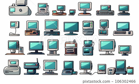 Reference sheet of icons for various personal computers (PCs) 106302466