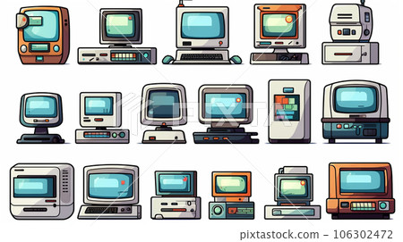 Reference sheet of icons for various personal computers (PCs) Reference sheet of icons for various personal computers (PCs) 106302472