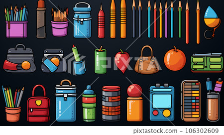 Icon reference for items around the office desk Icon reference for items around the office desk 106302609