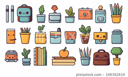 辦公桌周圍物品的圖標參考 106302610