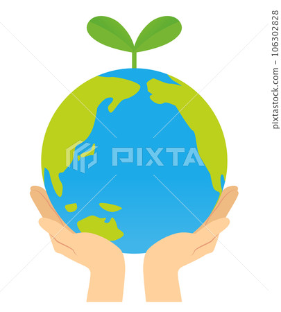 Earth with sprouts supported by both hands_Ecology image 106302828