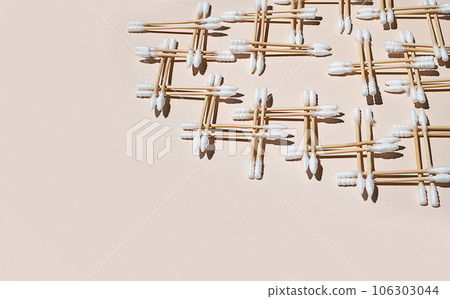 Geometric composition from bamboo ear sticks. 106303044
