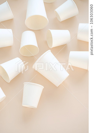 Cardboard cups for coffee or tea flat lay on neutral background. Cardboard cups for coffee or tea flat lay on neutral background. 106303060