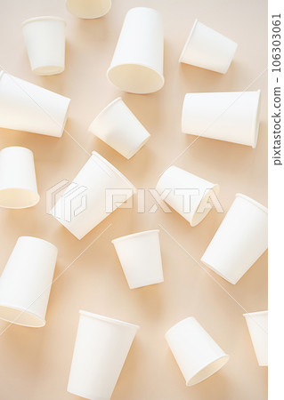 Cardboard cups for coffee or tea flat lay on neutral background. Cardboard cups for coffee or tea flat lay on neutral background. 106303061