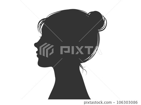 Up-haired woman's profile silhouette Up-haired woman's profile silhouette 106303086