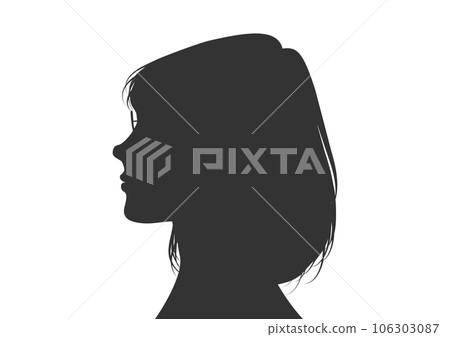 Profile silhouette of a semi-long woman wearing glasses Profile silhouette of a semi-long woman wearing glasses 106303087