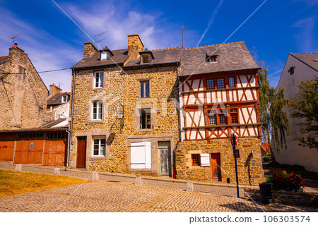Beautiful cityscape of the ancient traditional houses with wooden beams in Saint-Brieuc. France Beautiful cityscape of the ancient traditional houses with wooden beams in Saint-Brieuc. France 106303574