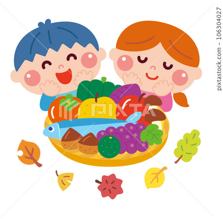 Illustration of autumn taste and children Illustration of autumn taste and children 106304027