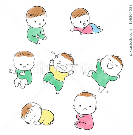 Baby in various poses Baby in various poses 106304588