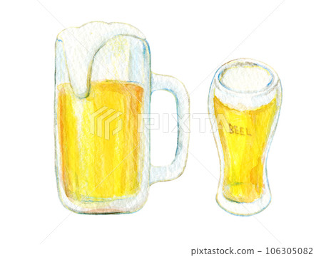 Watercolor illustration, hand-drawn illustration, draft beer Watercolor illustration, hand-drawn illustration, draft beer 106305082