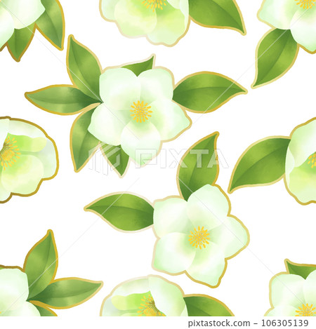 Seamless pattern with Christmas rose motif Seamless pattern with Christmas rose motif 106305139