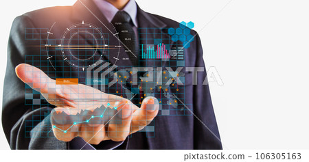 Stock market or forex trading graph and candlestick chart suitable for financial investment concept. Economy trends background for business idea and all art work design. Abstract finance background.. Stock market or forex trading graph and candlestick chart suitable for financial investment concept. Economy trends background for business idea and all art work design. Abstract finance background.. 106305163