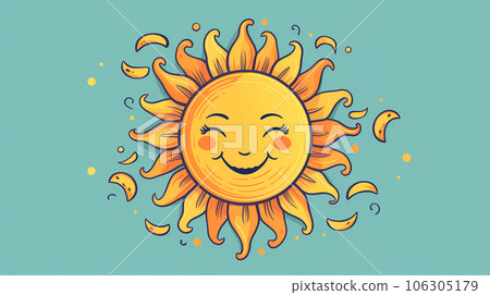 手绘卡通可爱的太阳插画 106305179