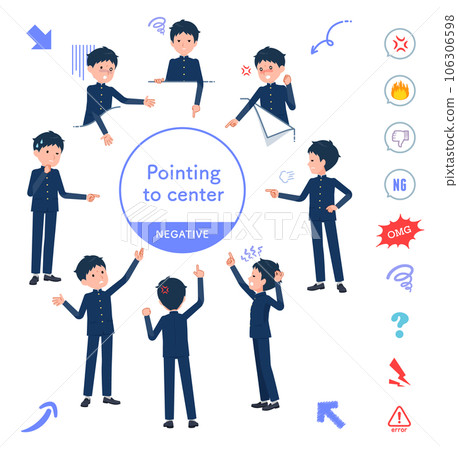 A set of school run male students pointing in various directions 106306598