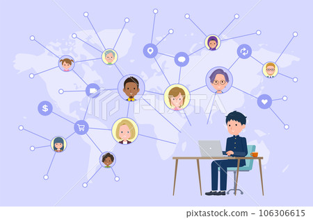 A set of male students who operate PCs and transmit information on social media A set of male students who operate PCs and transmit information on social media 106306615
