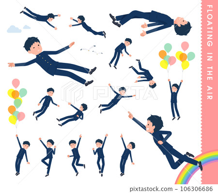 A set of school run male students floating in the air A set of school run male students floating in the air 106306686