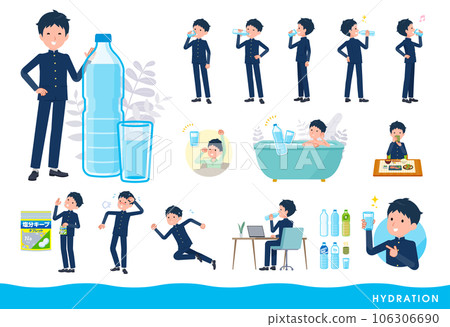 Set of school boys drinking water Set of school boys drinking water 106306690