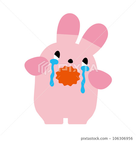 一隻哭泣的粉紅兔子的插圖 106306956