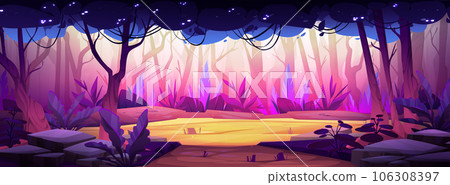 Fantasy forest background landscape with field Fantasy forest background landscape with field 106308397