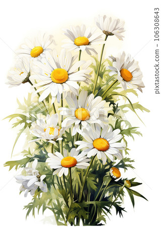 Roman Chamomile in watercolor painting. Generative AI. Roman Chamomile in watercolor painting. Generative AI. 106308643