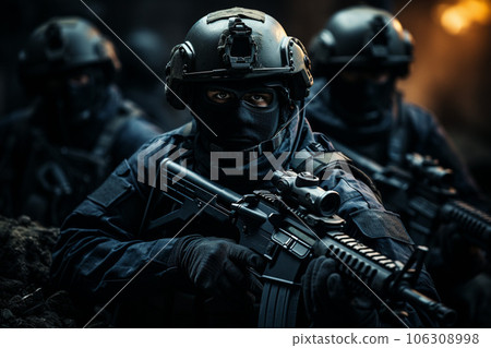 很多士兵特種部隊或恐怖戰爭圖像“AI生成圖像” 106308998