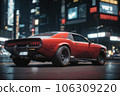 Futuristic Cyberpunk Luxury Racing Car on a Neon City Streets 106309220