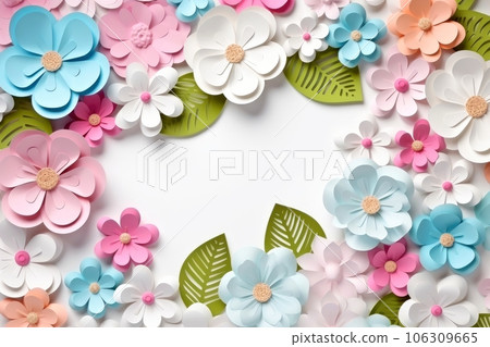Floral border frame card template. multicolor flowers 106309665