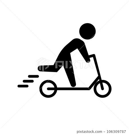 騎踏板車的人的圖標。向量。 106309787