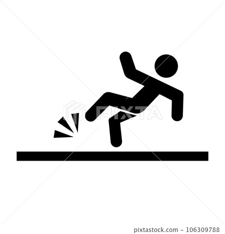 一個跌倒的人的象形圖。向量。 106309788