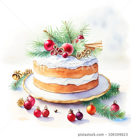 水彩生成 AI 繪製的聖誕蛋糕插圖 水彩生成 AI 繪製的聖誕蛋糕插圖 106309823