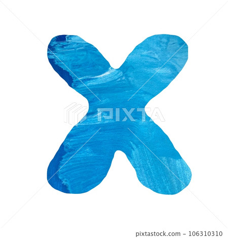 Letter X capital alphabet blue textured cut  106310310