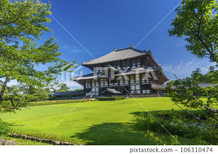 Todaiji Great Buddha Hall (Kondo) shining against the blue sky Todaiji Great Buddha Hall (Kondo) shining against the blue sky 106310474